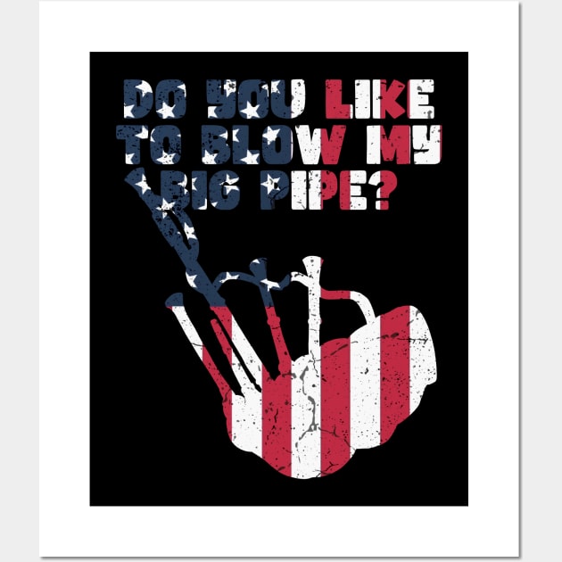 BAGPIPER AMERICAN FLAG Wall Art by Tee Trends